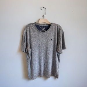 Hurley Nike Mens T-Shirt Gray Heathered Short Sleeve Crew Neck Logo Pullover L